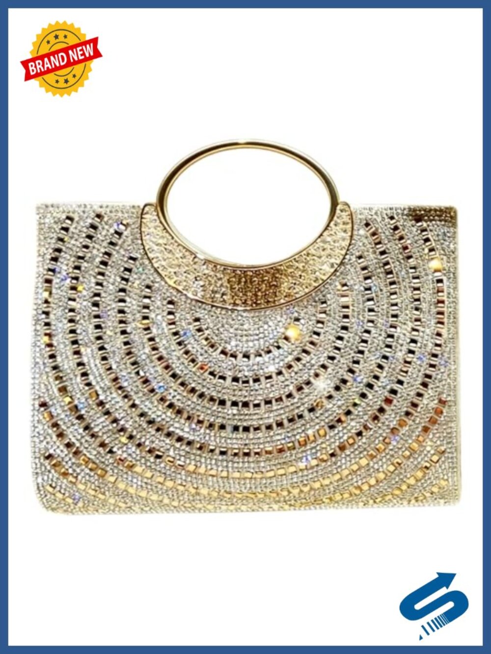 Rhinestone Stripe Clutch Purse Evening Bag Elegant Bling